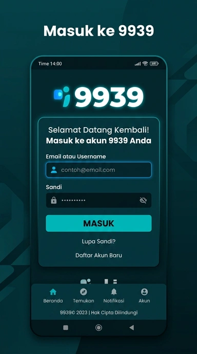 Tampilan halaman login 9939