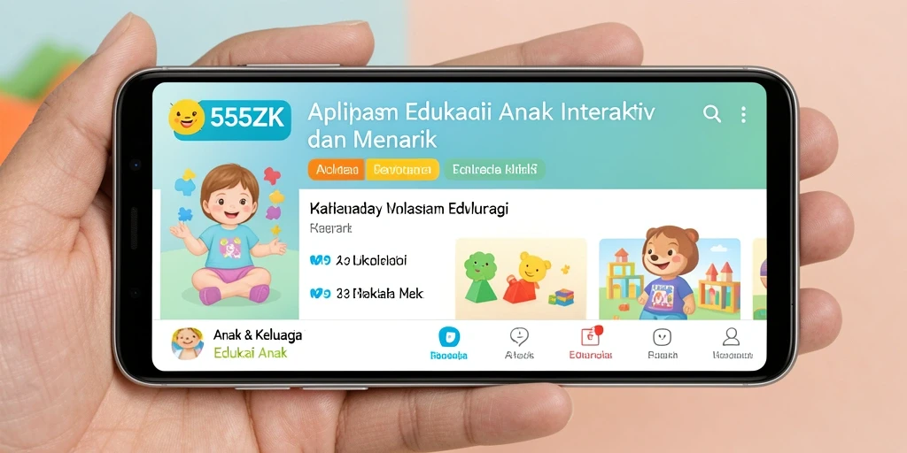 Antarmuka ramah anak dengan berbagai permainan edukatif.