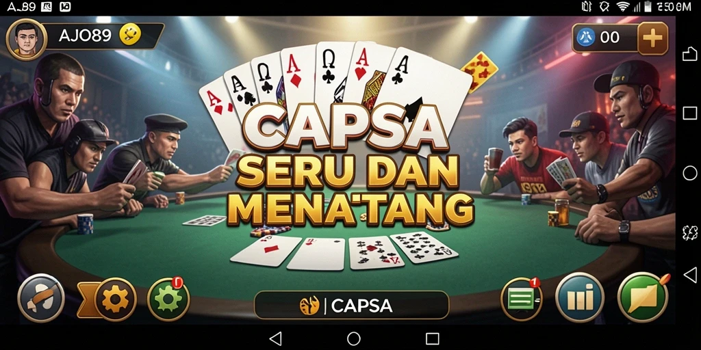 Antarmuka permainan Capsa yang menarik dan interaktif.