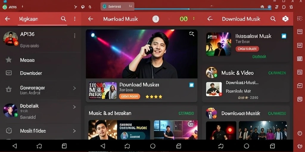 Tampilan antarmuka aplikasi Download Musik yang user-friendly.