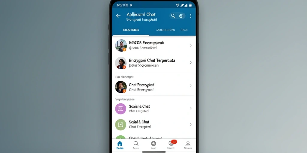 Tampilan antarmuka MG108 dengan fitur Chat Encrypted yang user-friendly.